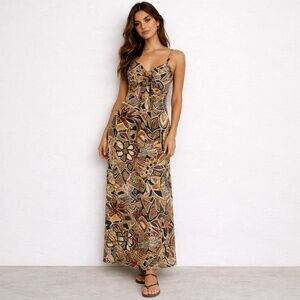 Maxi dress women S tribal print southwest aztec island baby doll summer beads